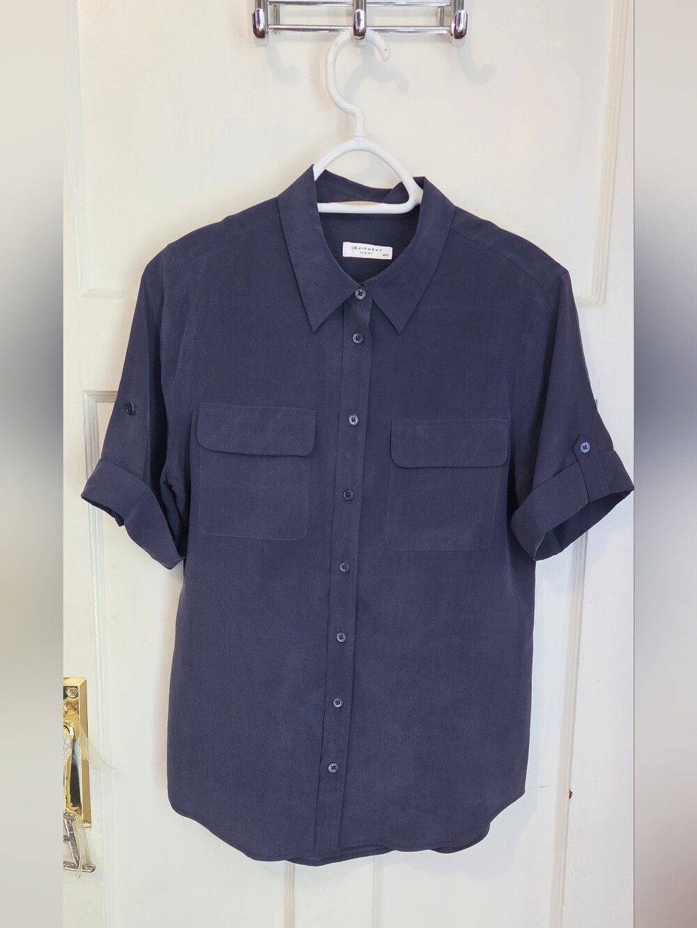 Equipment Navy Short-Sleeve Button-Front Pocket Shirt